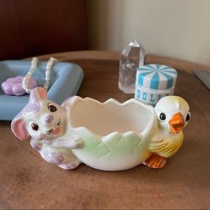 Vintage Bunny Chick 🐰 🐥 Ceramic Planter